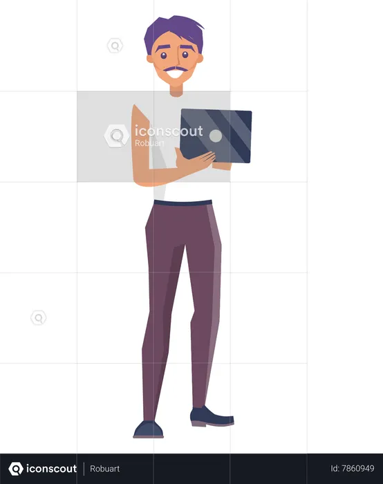 Cheerful Stylish Man with laptop  Illustration