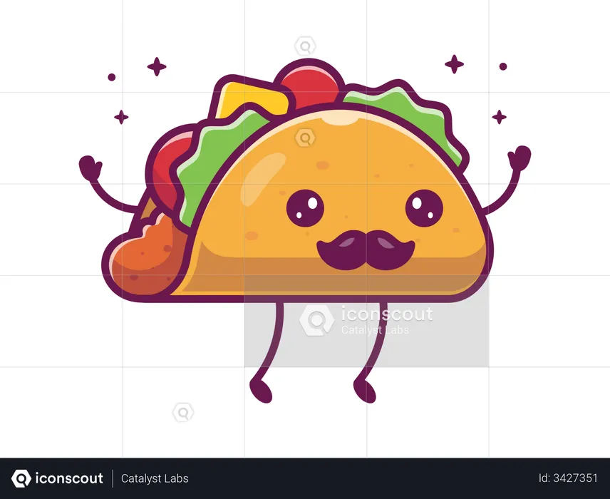 Cheering taco  Illustration