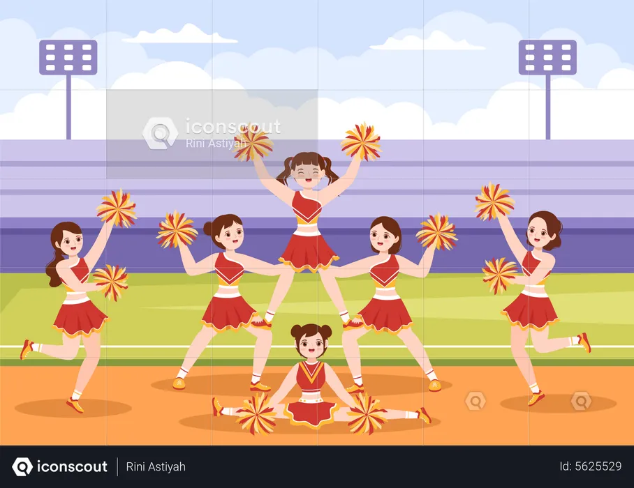 Cheerleader Girls making dance moves  Illustration