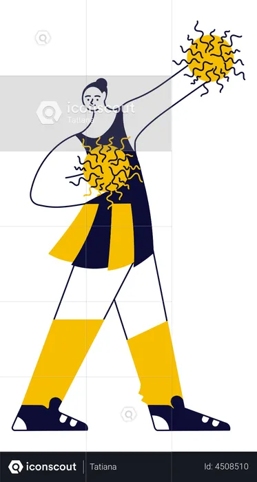 Cheerleader In Uniform Holding Pompoms  Illustration
