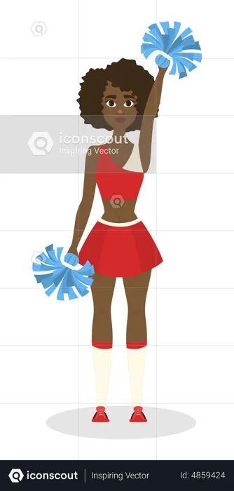 Cheerleader With Pompoms  Illustration
