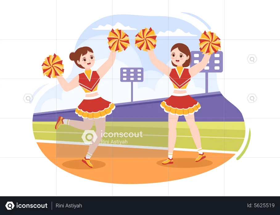 Cheerleader with pompoms  Illustration