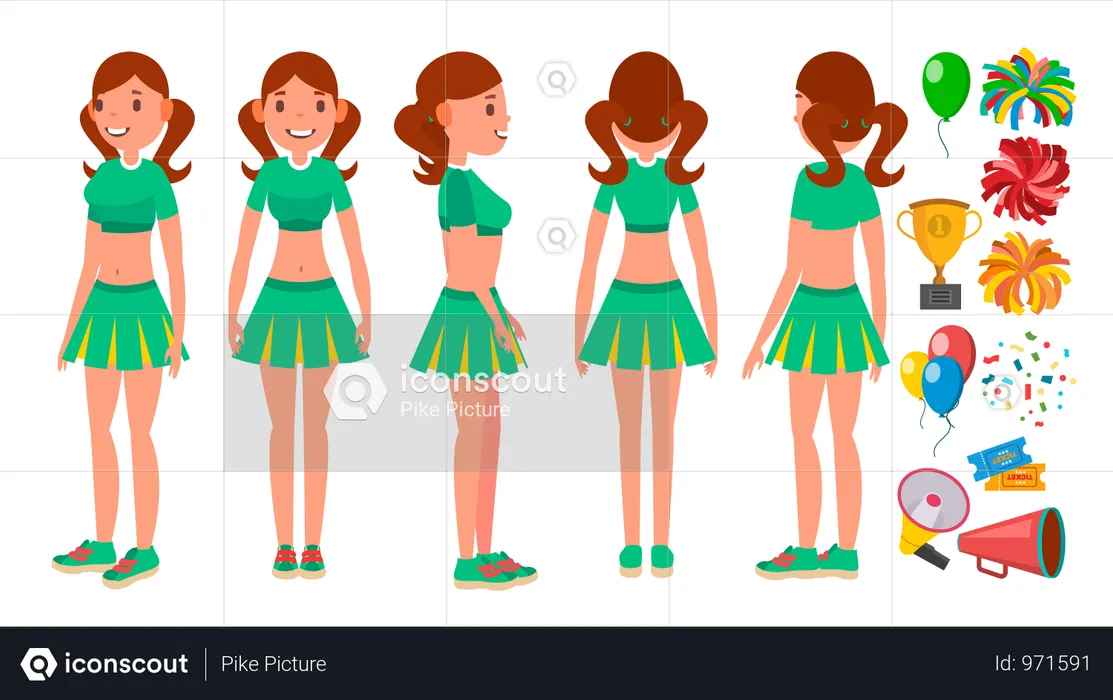 Cheerleaders Girls  Illustration