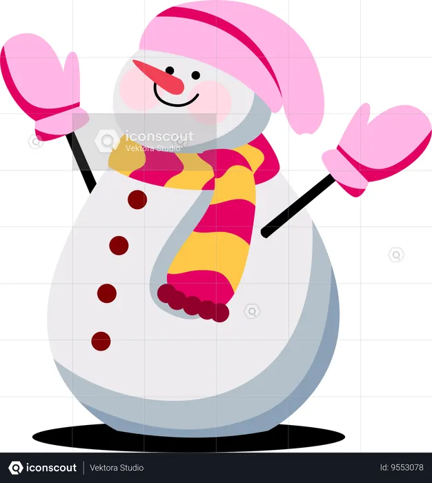 Cheery Snowman Greeting  Illustration