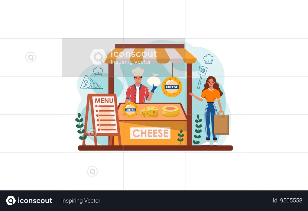 Cheese item stall  Illustration