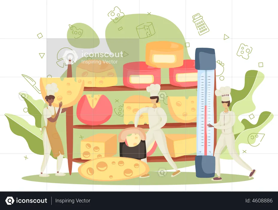 Cheese makers with cheese  Illustration