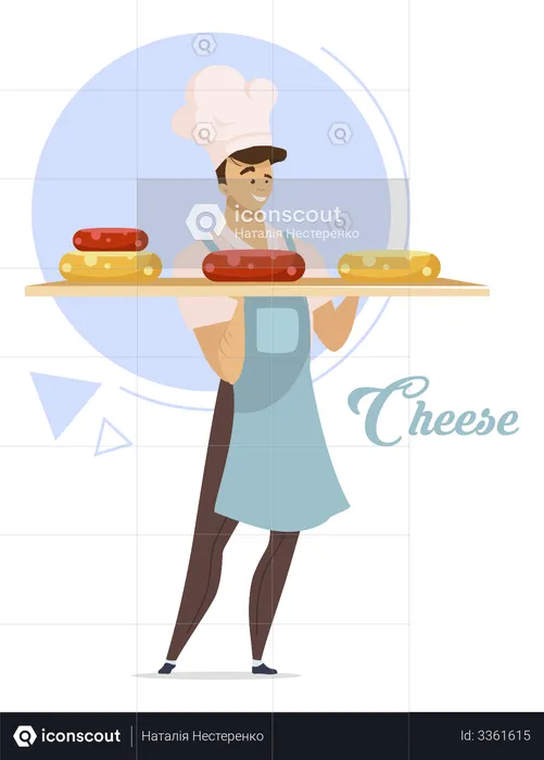 Cheese producer produce cheese  Illustration