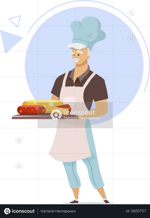 Cheesemaker with tray  Illustration