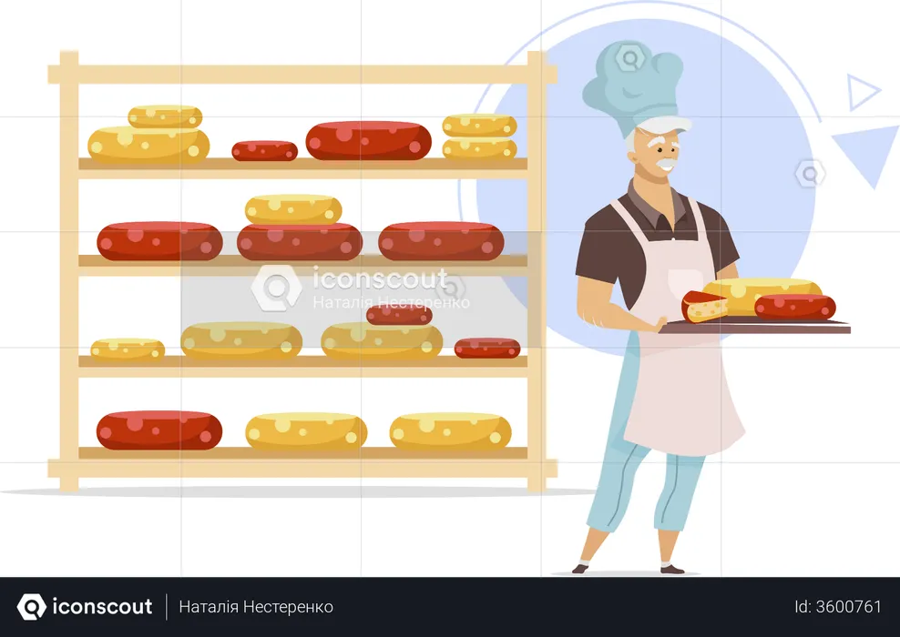 Cheesemaker with tray  Illustration