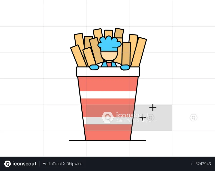 Chef and French fries  Illustration