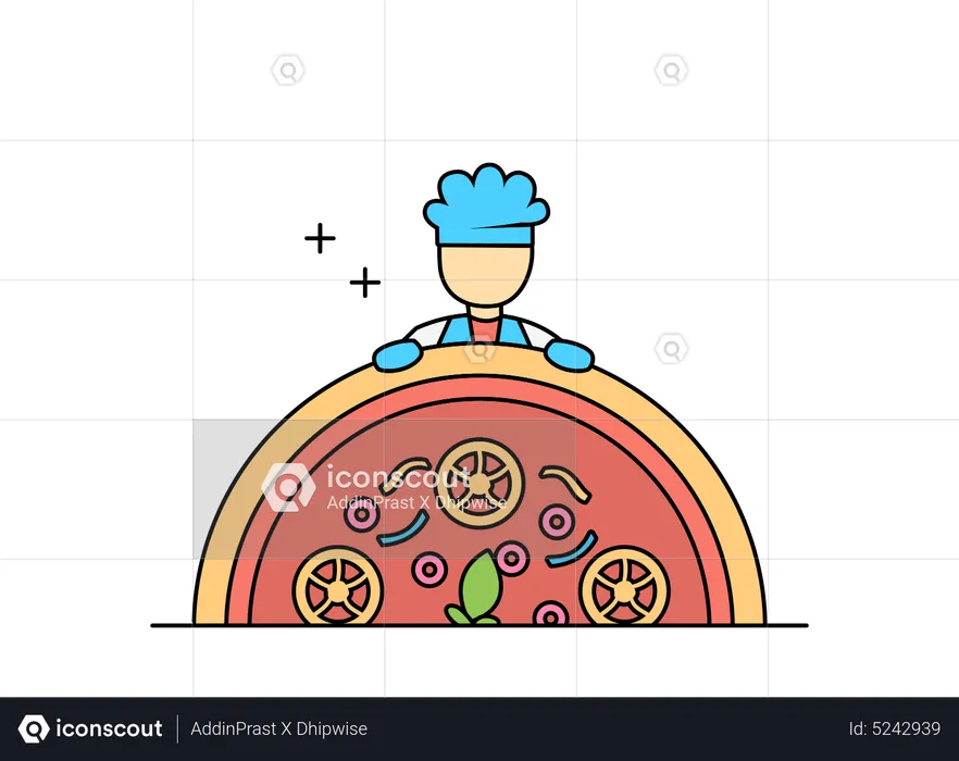 Chef and Pizza  Illustration
