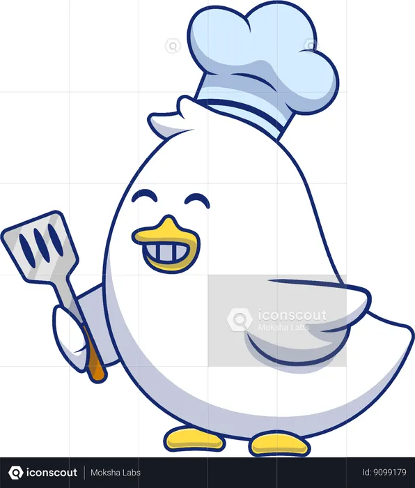 Chef Chick holding spatual  Illustration