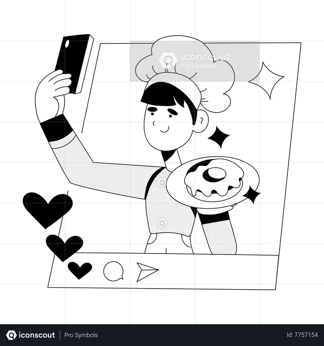 Chef Clicking Selfie  Illustration