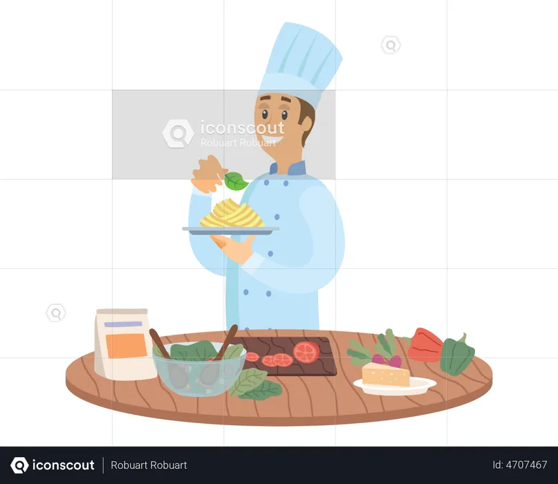 Chef Cooking  Illustration