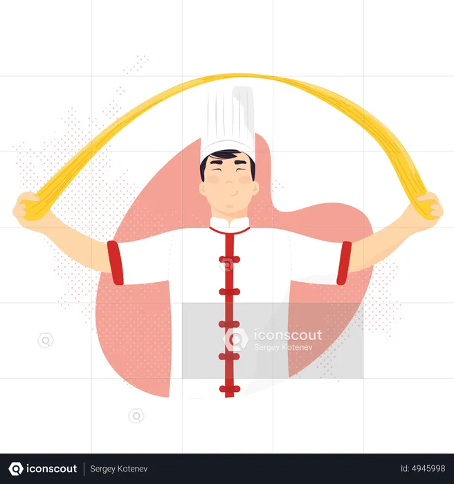 Chef cooking food in kitchen  Illustration