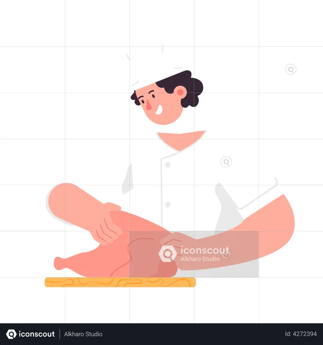 Chef Cooking in Kitchen  Illustration
