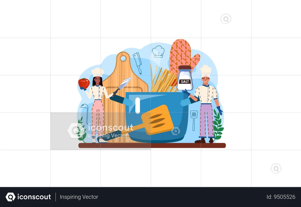 Chef cooking vegetable dish  Illustration