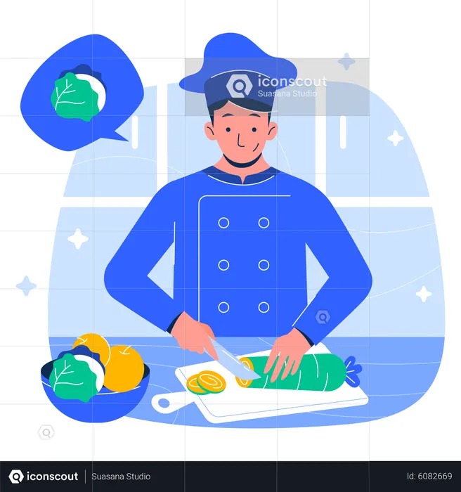 Chef Cooking Your Meal  Illustration