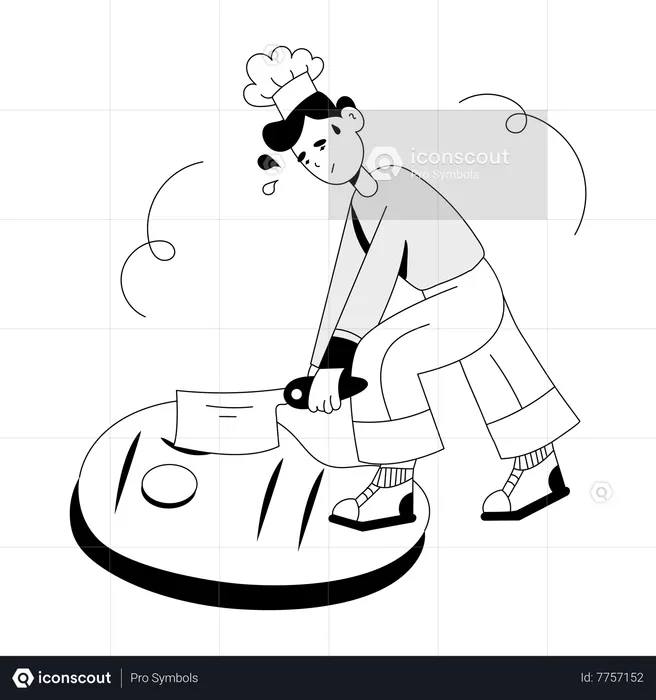 Chef cortando filete  Ilustración