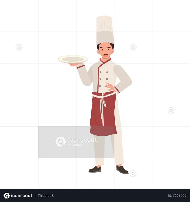 Chef en chapeau et plaque de maintien uniforme  Illustration