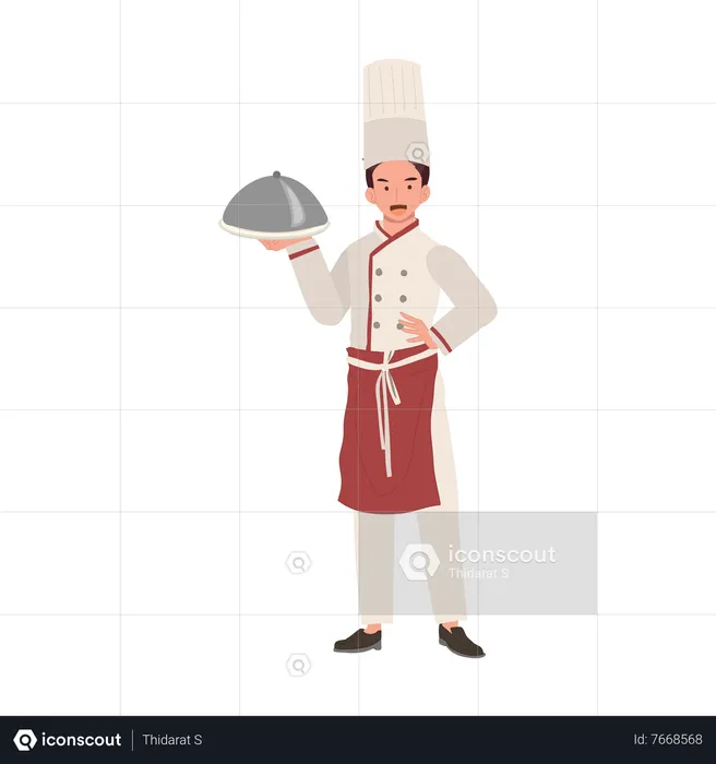 Chef en chapeau et plaque de maintien uniforme  Illustration