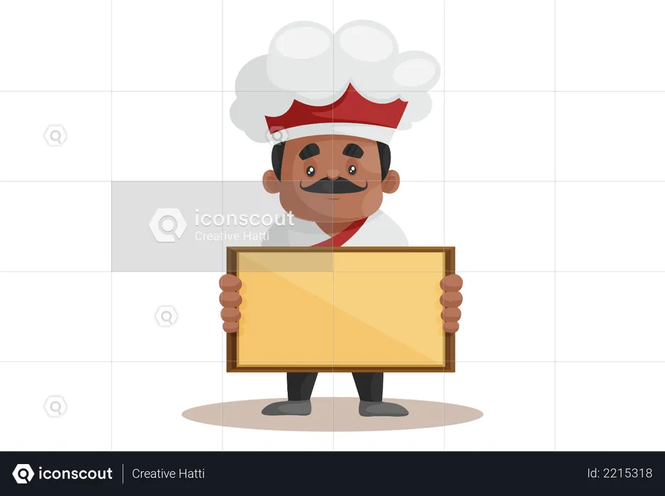 Chef holding Empty Board  Illustration