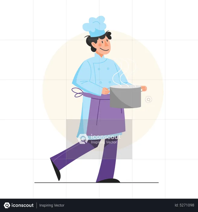 Chef holding food vessel  Illustration