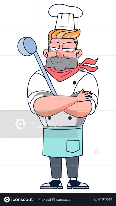 Chef holding kitchen tools  Illustration