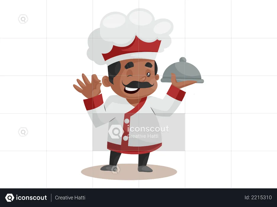 Chef holding New recipe  Illustration