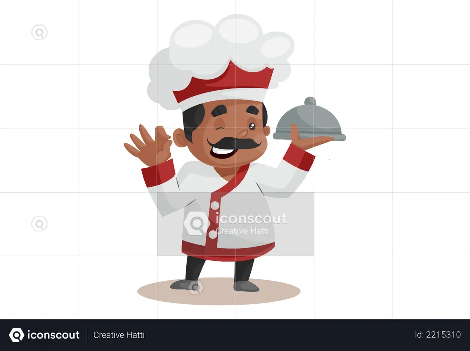 Chef sosteniendo nueva receta  Ilustración