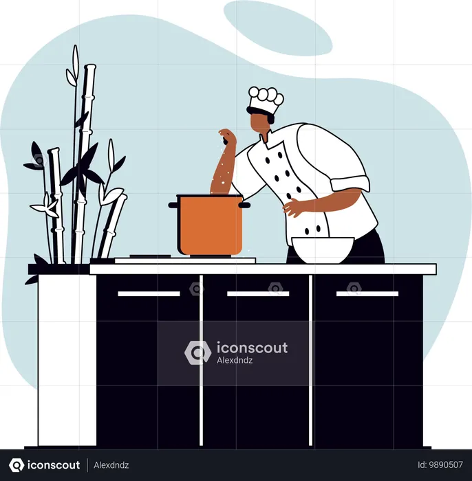 Chef de cuisine masculin  Illustration