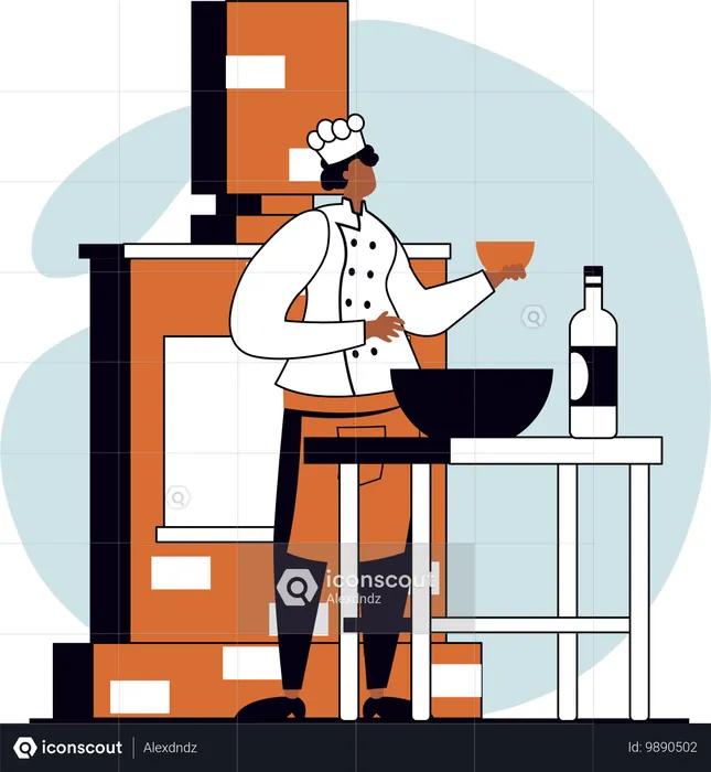 Chef making drink  Illustration