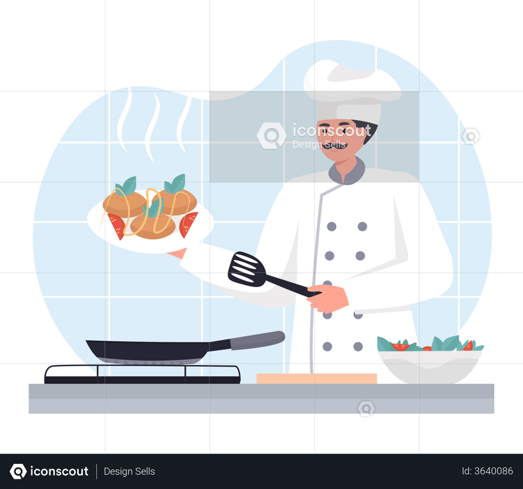 Chef Making Food Illustration