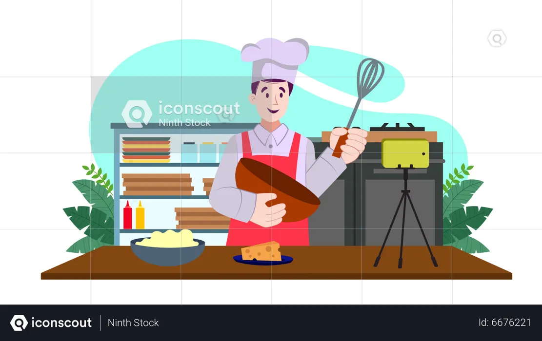 Chef making food vlog  Illustration