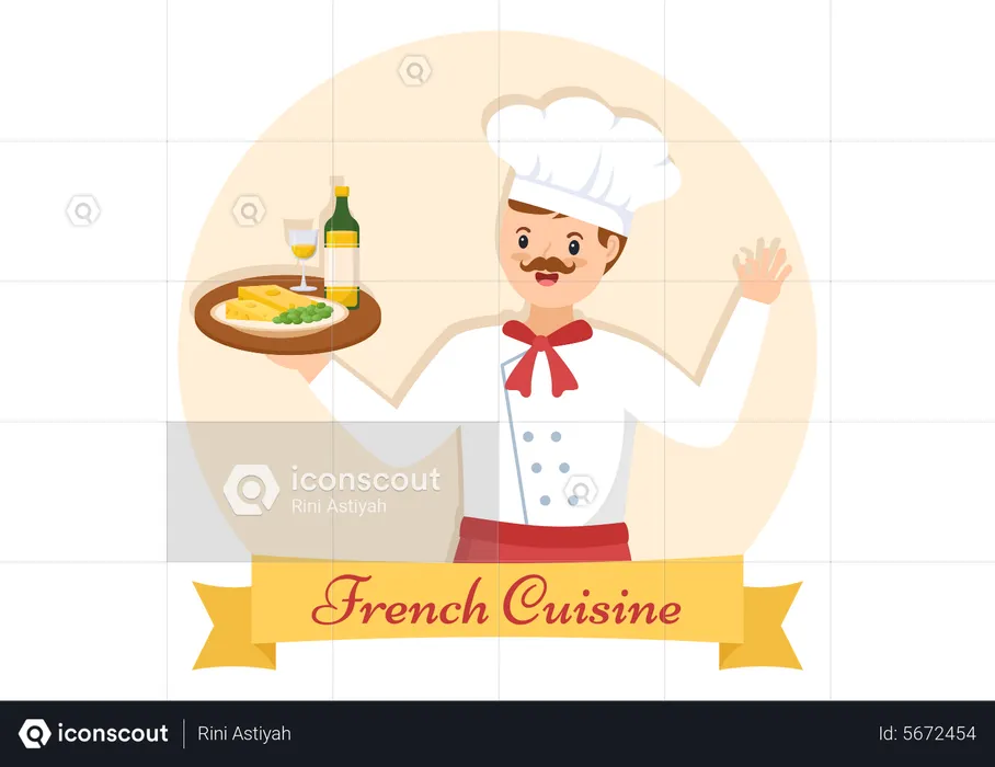 Chef Making French Food  Illustration