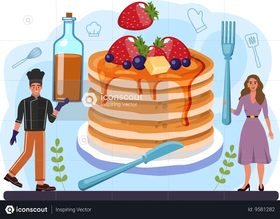 Chef making pancake  Illustration