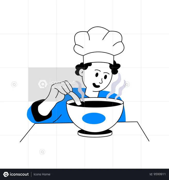 Chef making soup  Illustration