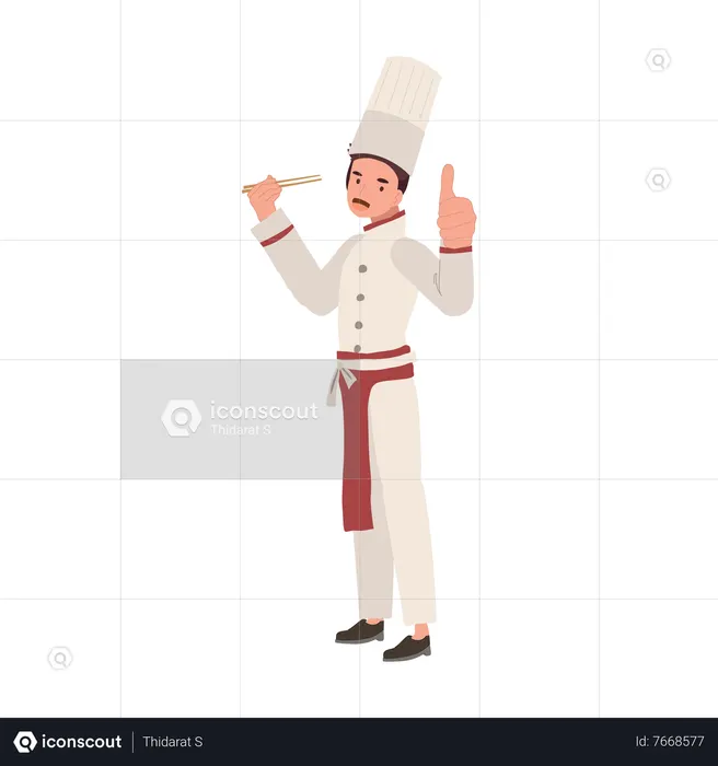 Chef masculin abandonnant le pouce  Illustration