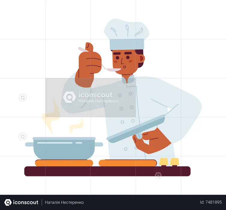 Chef masculino provar comida  Ilustração