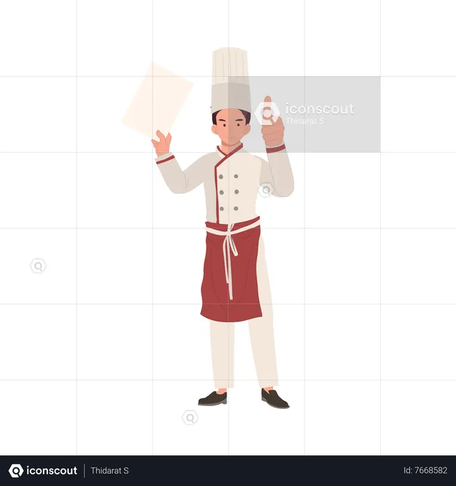 Chef masculino sonriente dando pulgar hacia arriba  Ilustración