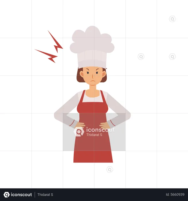 Chef feminina com raiva  Ilustração