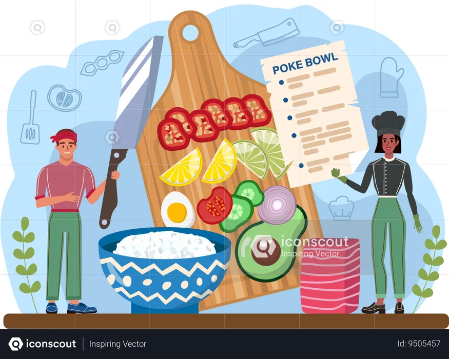 Chef prepare according to recipe instructions  Illustration