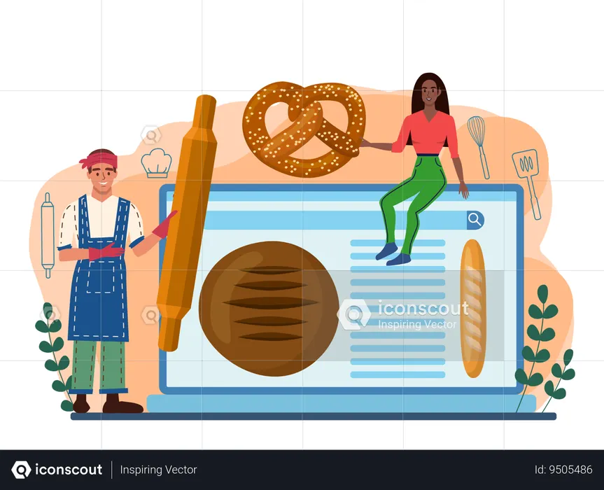 Chef preparing bread flour  Illustration