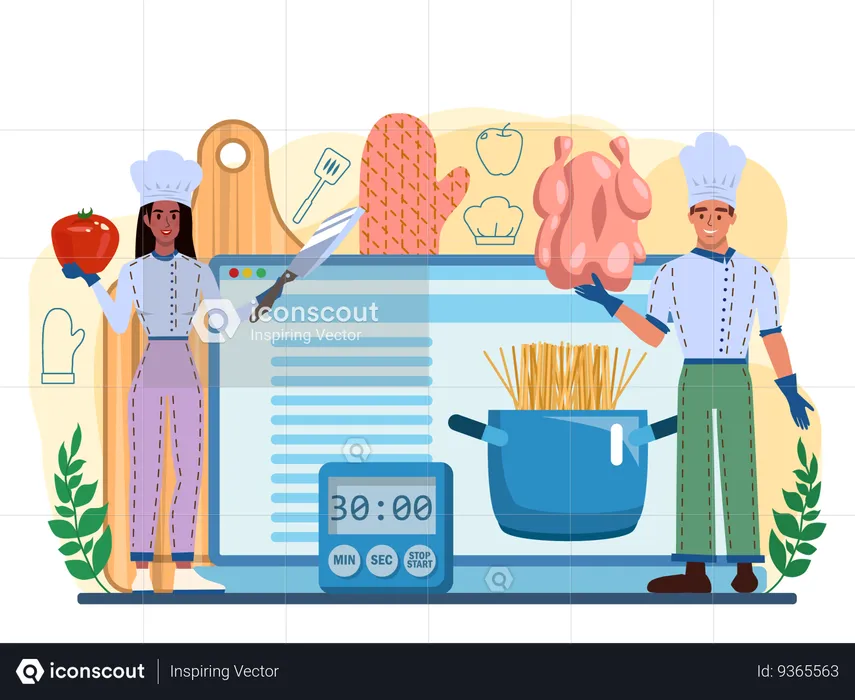 Serviço on-line do chef  Ilustração