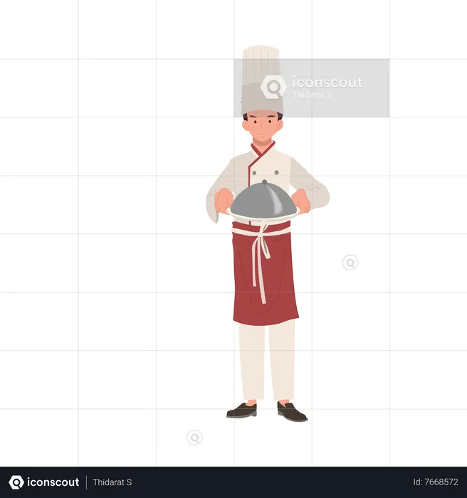 Chef Serving Delicious Gourmet Food  Illustration