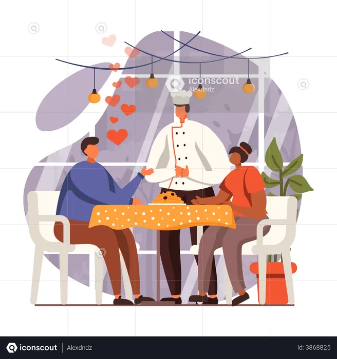 Chef serving food  Illustration