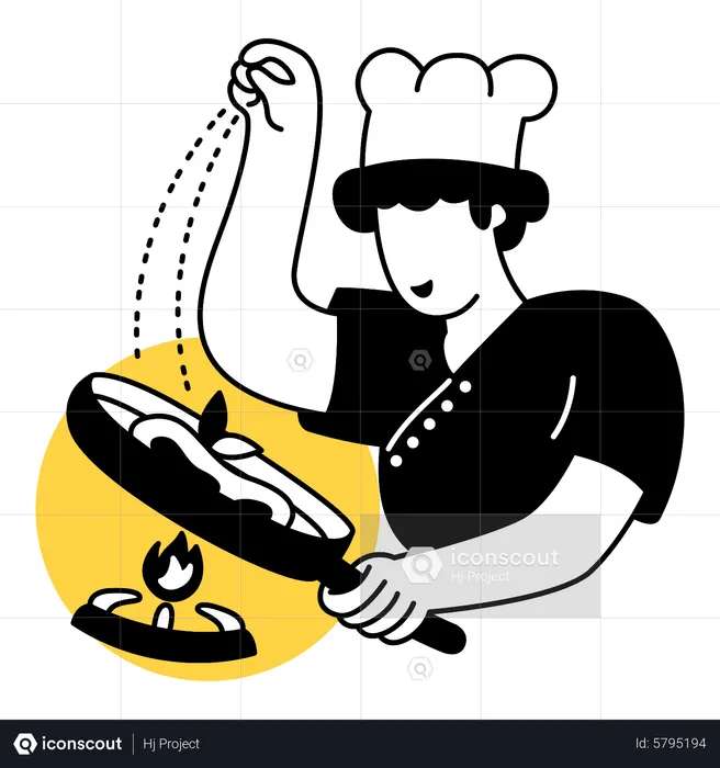 Chef sprinkles salt on food  Illustration