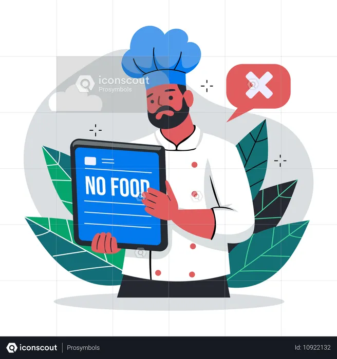 Chef triste sin comida  Ilustración