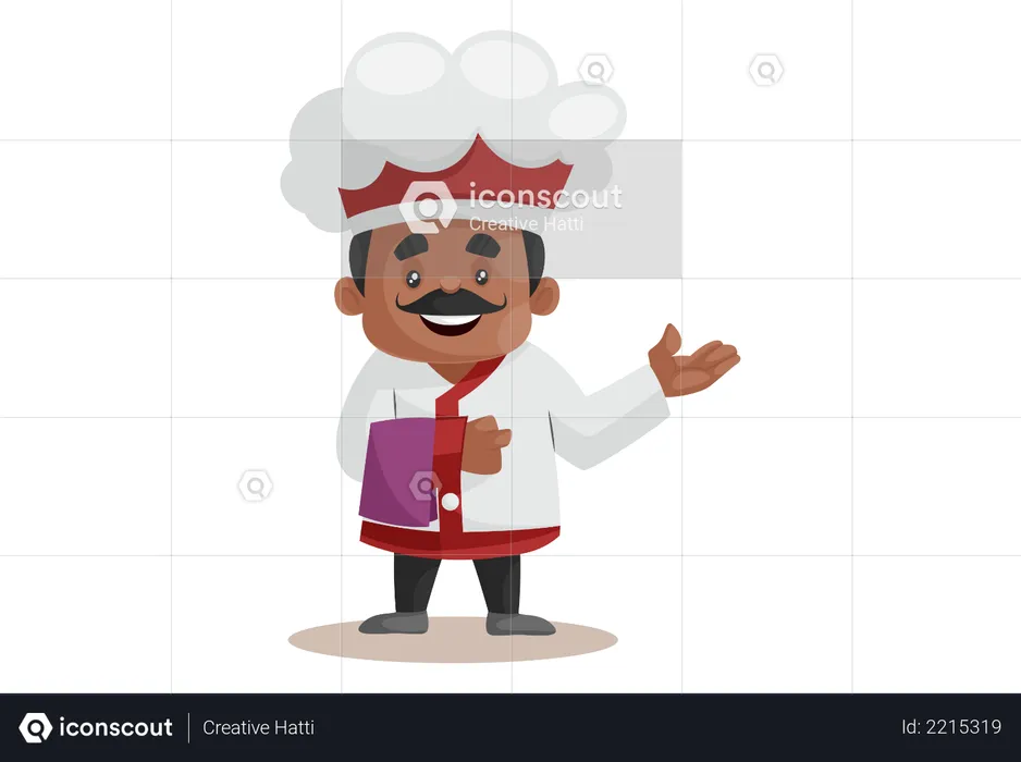 Chef Welcoming Guest In Restaurant  Illustration
