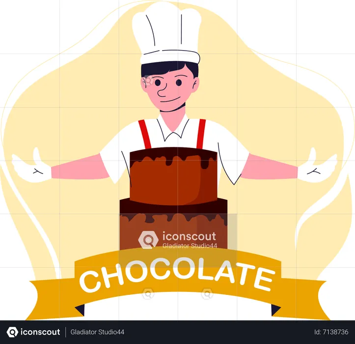 Chef with cake  Illustration